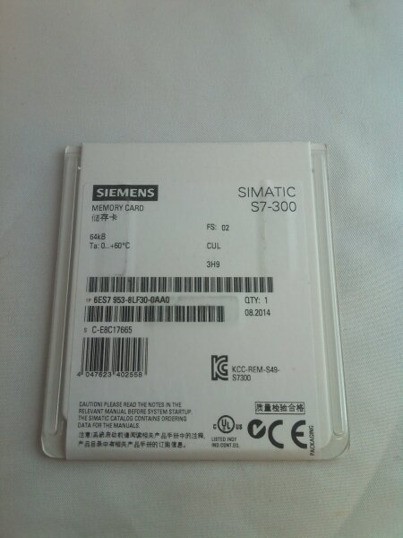 Siemens S7 Memory card MMC 64 KB Flash 6ES7 953-8LF30-0AA0 6ES7953-8LF30-0AA0