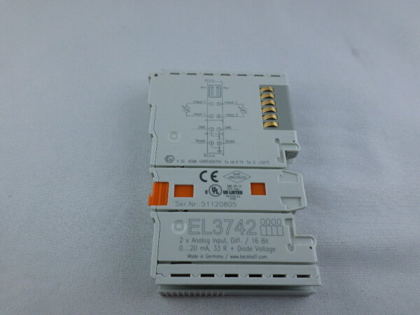 2-channel analog input terminal 0-20 mA, differential inputs, 16 bit, oversampling
