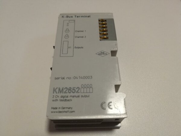 Beckhoff KM2652 2-channel relay module 230 V AC, 6 A, manual/automatic operation