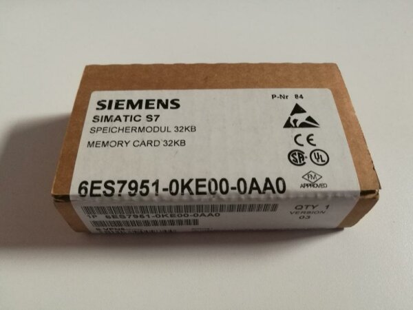 Siemens Simatic S7 Memory Card,6ES7 951-0KE00-0AA0, 32kB, 6ES7951-0KE00-0AA0