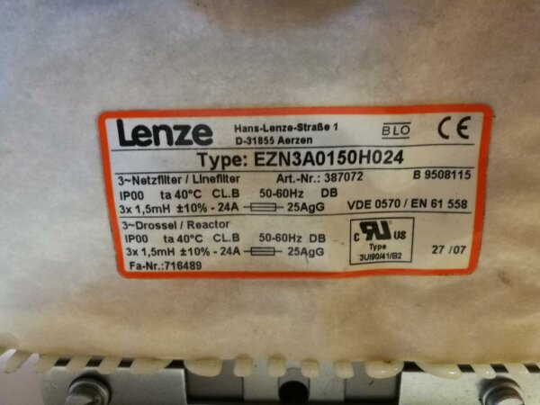 Lenze line filter reactor EZN3A0150H024