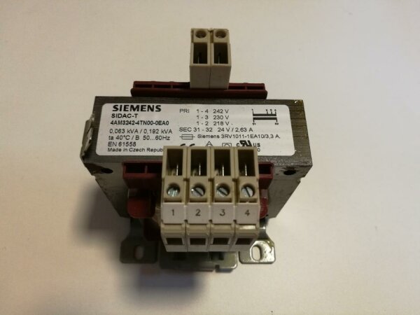 Siemens Transformator 4AM3242-4TN00-0EA0 230VAC 24VAC 2,63A Steuertrafo
