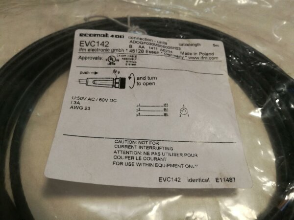 Sensorleitung ifm electronic EVC008 - M12 abgewinkelt,LED, 5m PUR-Kabel 4-polig