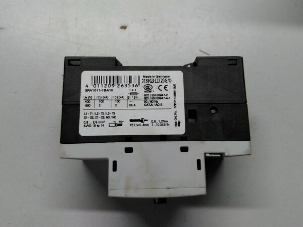 Siemens circuit breaker 3RV1011-1BA10 - 1,4 - 2,0A + auxiliary contact 3RV1901-1E