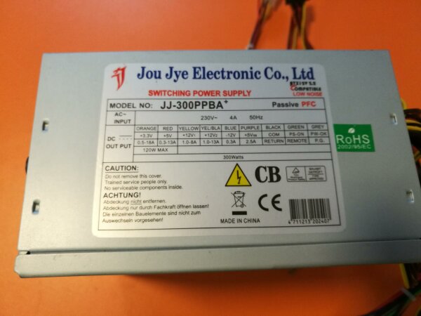 Jou Jye JJ-300PPBA 300W PC power supply, ATX PS/2 Format NEW!