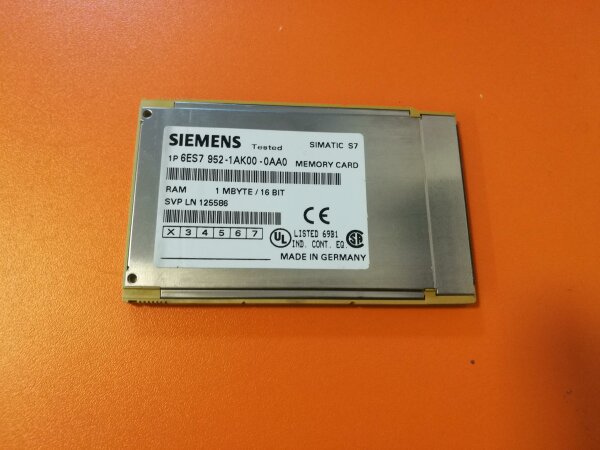 Siemens Simatic S7 6ES7 952-1AK00-0AA0 Memory Card 1MB RAM 6ES7952-1AK00-0AA0 