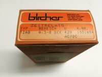 Bircher TZAB Zeitrelais 42VAC 0,3-8s 2 Wechsler time relay 2 changeover contacts