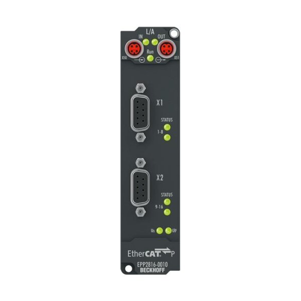 EtherCAT P Box, industrial housing, 16-channel digital output 24 V DC, Imax = 0.5 A (? 3 A), 2 x D-sub, 9-pin
