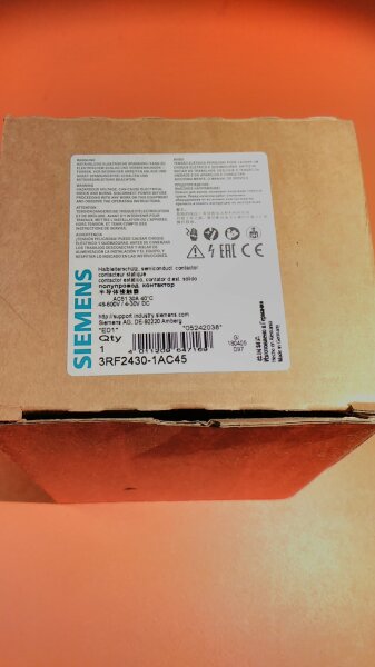 Siemens semiconductor contactor AC51 30A 40° 3RF2430-1AC45
