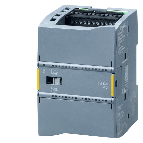 SIMATIC S7-1200, Relay output SM 1226, F-DQ 2x RLY 5A, PROFIsafe, 70 mm overall width, up to PL E (ISO 13849-1)/ SIL3 (IEC 61508)