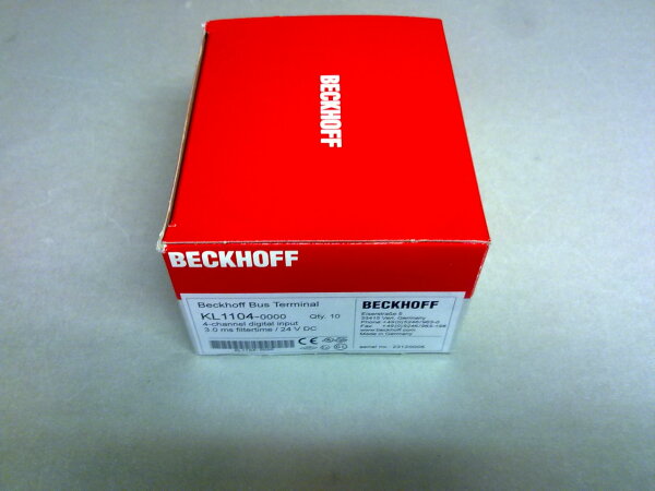 Beckhoff KL1104 4-Kanal-Digital-Eingangsklemme 24 V DC, Filter 3,0 ms