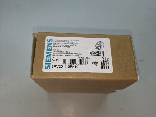 Siemens Sirius 3RV2011-0FA10 Motorschutzschalter Baugröße S00 0.35-0.5A