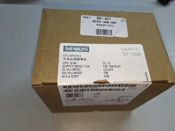 Siemens S7-1200 6ES7214-1AG40-0XB0 Simatic CPU 1214 6ES7 214-1AG40-0XB0