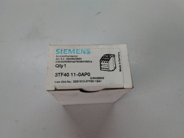 Siemens Contactor 4kW 400V 230V AC 50/60Hz 3TF40 11-0AP0 3TF4011-0AP0