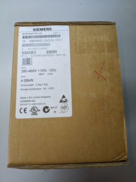 Siemens 6SE6420-2AD24-0BA1 MICROMASTER 420 4kW 6SE6 420-2AD24-0BA1