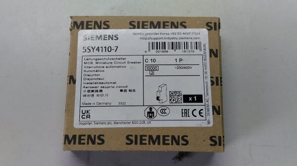 Siemens 5SY4110-7, Neu, in Originalverpackung, Sicherungsautomat